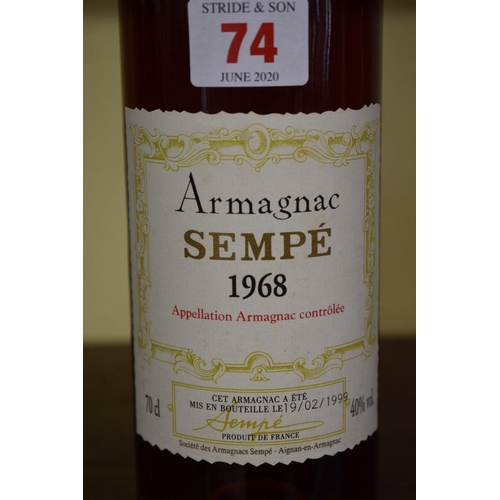 74 - A 70cl bottle of Sempe 1968 Armagnac.