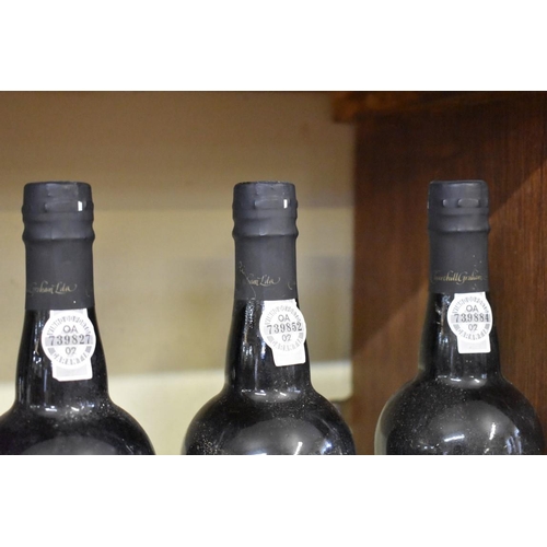 78 - Three 75cl bottles of Churchill's 1997 vintage port. (3)