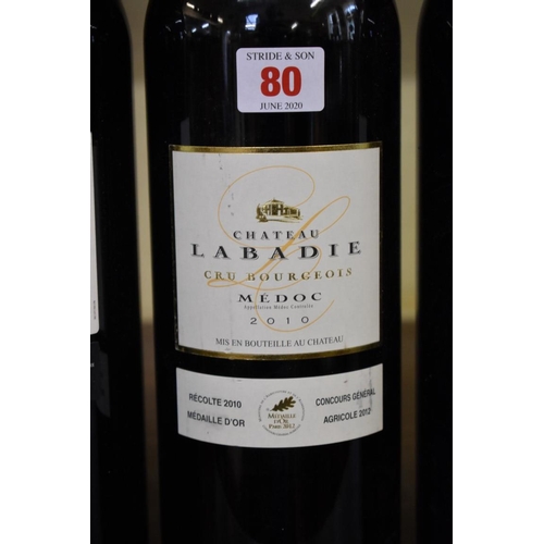 80 - Three 150cl magnum bottles of claret, comprising: two Chateau Le Rose Gadis 2015; and one Chateau La... 