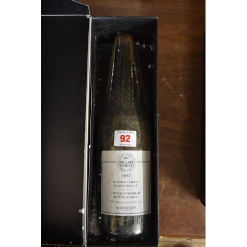 92 - A bottle of Kuchuk Lambat Black Muscat, 1937, Massandra Collection.