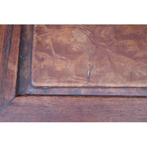 674 - A Chinese carved hardwood opium table, with burr wood inset panel top, 97cm wide.