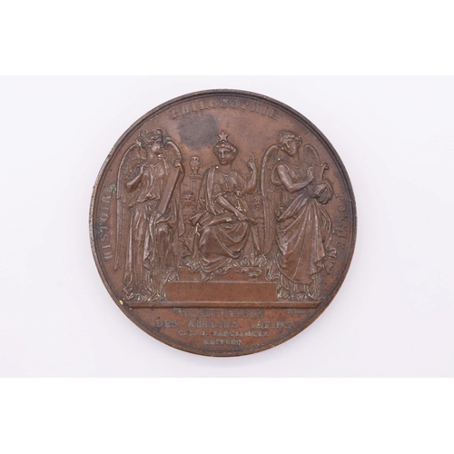 421 - A French bronze medal, inscribed 'Traductions Des Auteurs Latins', 1836, 68mm, 144g.... 