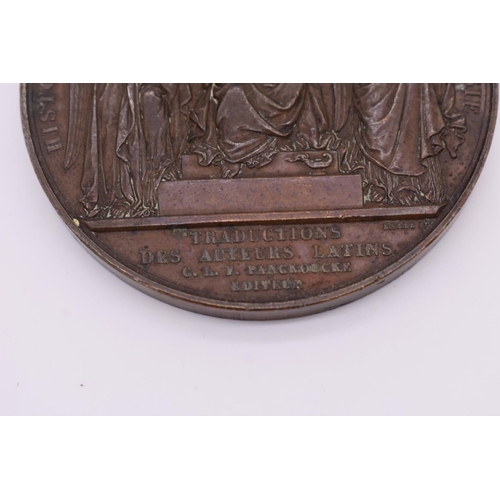 421 - A French bronze medal, inscribed 'Traductions Des Auteurs Latins', 1836, 68mm, 144g.... 