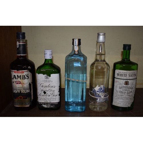 96 - A mixed group of spirits, to include: brandy; rum; vodka and gin. (10)