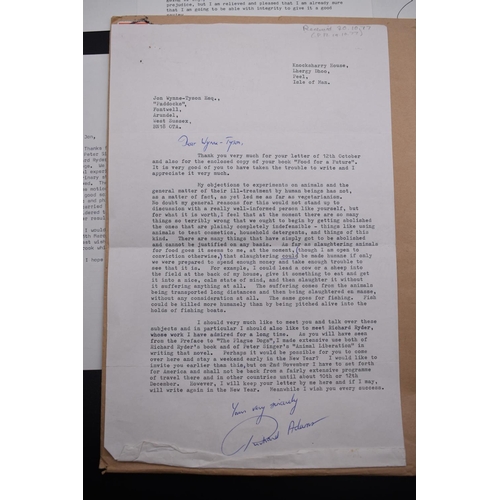 1 - ADAMS (Richard): collection of eleven signed letters from Richard Adams to Jon Wynne-Tyson, comprisi... 