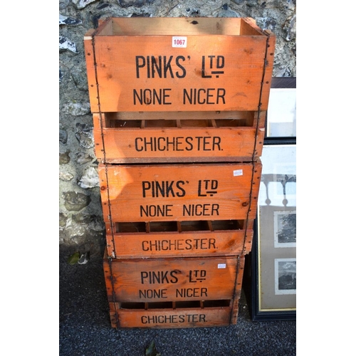 1067 - Four 'Pinks of Chichester' bottle crates.This lot can only be collected on Saturday 1st August (10-2... 