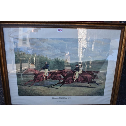 1076 - A print of 'Goodwood Gold Cup 1837'; together with a quantity of other racing prints.This lot can on... 