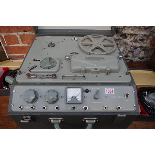 1334 - A Ferrograph model 808 tape recorder,&nbsp;together with two ribbon microphones by Reslosound Ltd; a... 