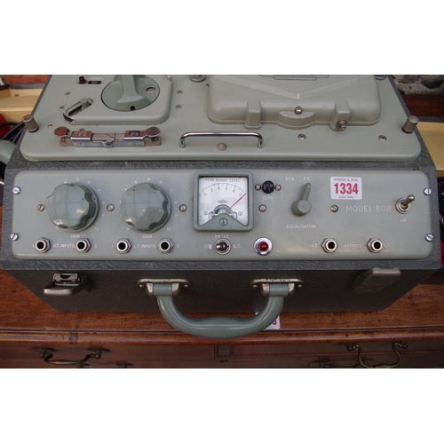 1334 - A Ferrograph model 808 tape recorder,&nbsp;together with two ribbon microphones by Reslosound Ltd; a... 
