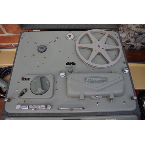 1334 - A Ferrograph model 808 tape recorder,&nbsp;together with two ribbon microphones by Reslosound Ltd; a... 