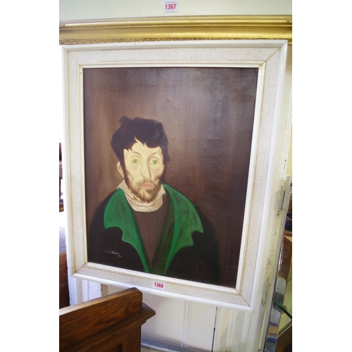 1368 - Robert Shaw, 'Portrait of Bedlem (sic), a Patient 100 Years Ago', signed and dated 1976, oil on canv... 