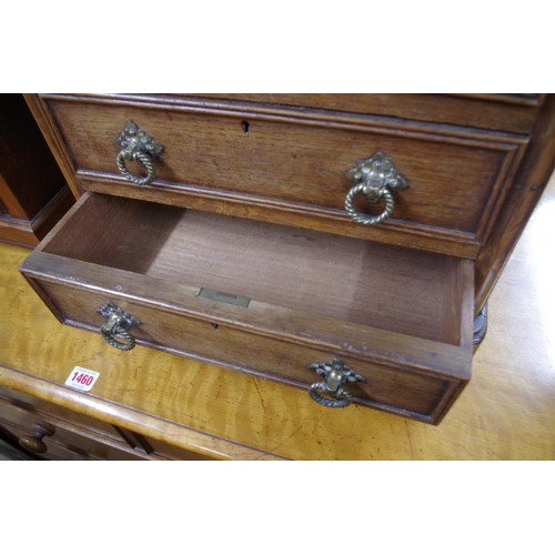 1459 - A good and unusual oak miniature chest, stamped 'B Shepherd', having two short and three long drawer... 