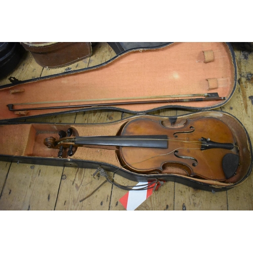 1755 - An old violin labelled 'The Professor Violin II', registered 1892, Hawkes & Son, London, number ... 