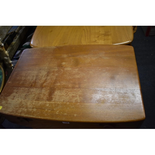 1758 - A vintage Ercol elm single drawer desk, 68cm wide.