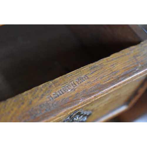 1459 - A good and unusual oak miniature chest, stamped 'B Shepherd', having two short and three long drawer... 