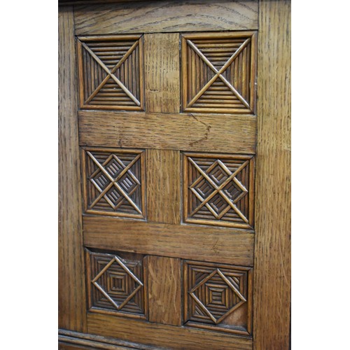 1459 - A good and unusual oak miniature chest, stamped 'B Shepherd', having two short and three long drawer... 