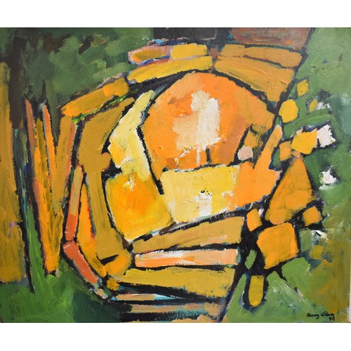 1632a - Frank Avray Wilson, untitled abstract, signed and dated '83, oil on cardboard, 64 x 76cm, unframed.P...