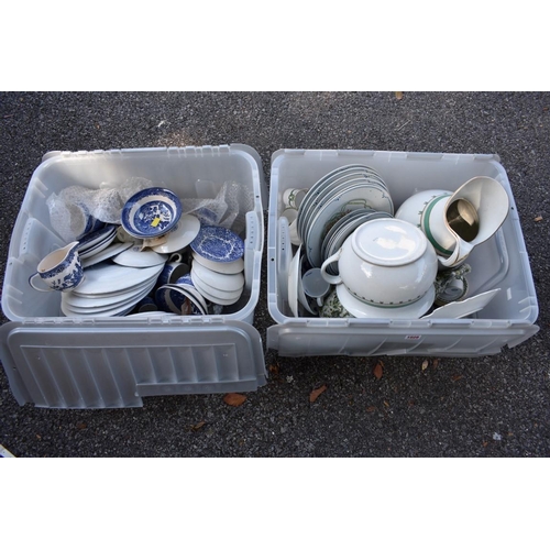 1028 - A quantity of blue and white dinnerware and ceramics. This lot can only be collected on Saturda... 