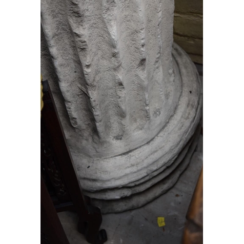 1241 - A painted composition stone bust of Apollo, on column base, total height 177cm.... 