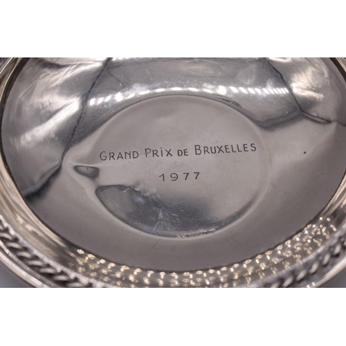 132 - A German white metal tray, by Hermann Emil-Waldstetten, Baden-Württemberg, stamped 925, 22.3cm diame... 