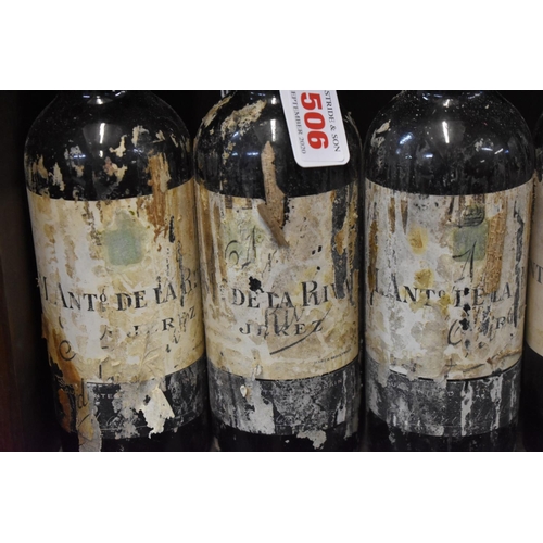 506 - Six half-bottles of Oloroso Viejisimo sherry, Antonio de la Riva (1940s bottling). (6)... 