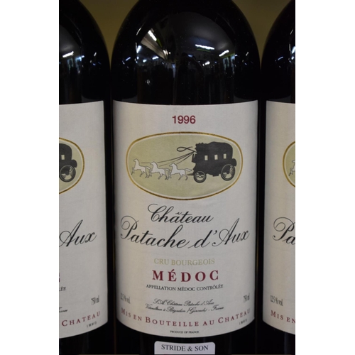 540 - Three bottles of Chateau Patache d'Aux, 1996, Cru Bourgeois Medoc. (3)