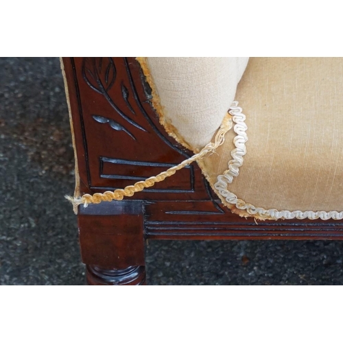 1068 - (THH) A mahogany peach upholstered chaise longue, 163cm long x 58cm deep x 73cm high. This lot can o... 