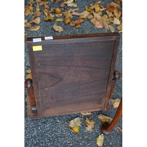 1084 - A mahogany pie crust half moon table, 73cm wide; together with a mahogany dressing mirror.This lot c... 