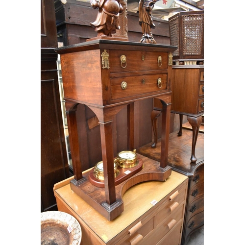 1345 - A French Empire mahogany and marble top side table, stamped 'Thomire, Paris Jme', 48cm wide.... 