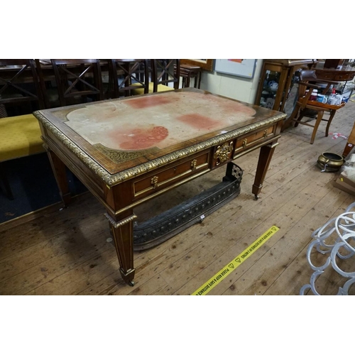 1901 - (THH) A good Regency rosewood, ormolu and brass inlaid library table, attributable to Louis Le Gaign... 