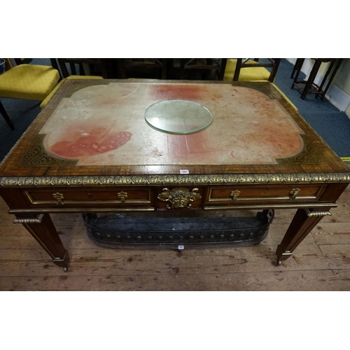 1901 - (THH) A good Regency rosewood, ormolu and brass inlaid library table, attributable to Louis Le Gaign... 