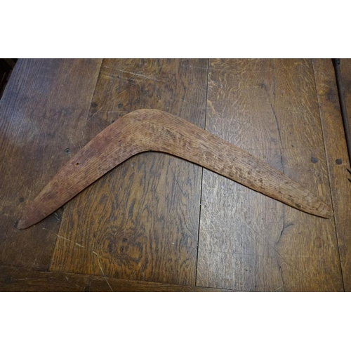 1930 - Ethnographica: an Australian boomerang, 64.5cm wide. 