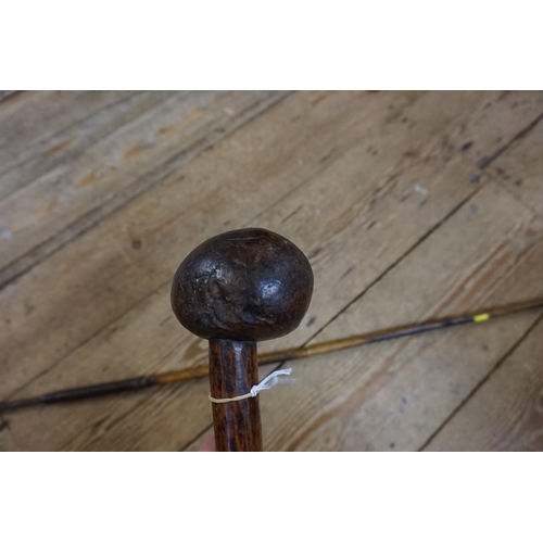 1931 - Ethnographica: a Zulu knobkerrie, 44.5cm; together with a spear, with bamboo shaft, 118cm long.... 