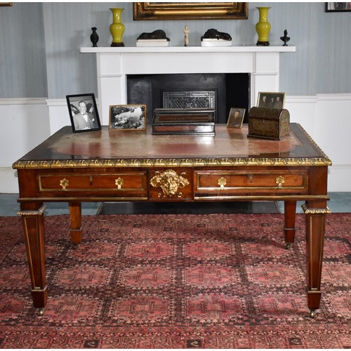 1901 - (THH) A good Regency rosewood, ormolu and brass inlaid library table, attributable to Louis Le Gaign... 