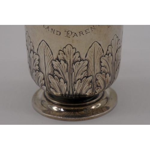 23 - An Edwardian silver Christening mug, by Elkington & Co, Birmingham 1911, 8.5cm high, 137.5g.... 