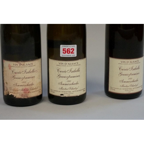 562 - Three 75cl bottles of Gewurztraminer Cuvee Isabelle, Jean  Schaetzel, 1988, 1989, 1990. (3... 