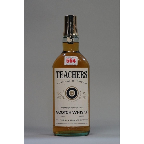 564 - A 26 2/3 fl.oz. bottle of Teacher's 'Highland Cream' blended whisky, (seal broken).