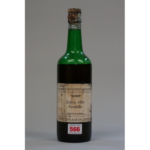 566 - A bottle of Blandy's Verdelho Solera Madeira, 1880.