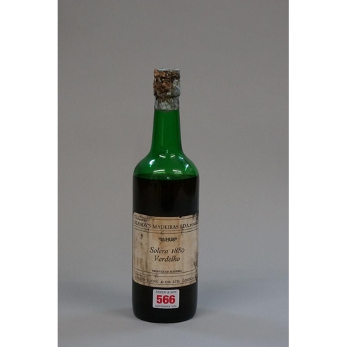 566 - A bottle of Blandy's Verdelho Solera Madeira, 1880.