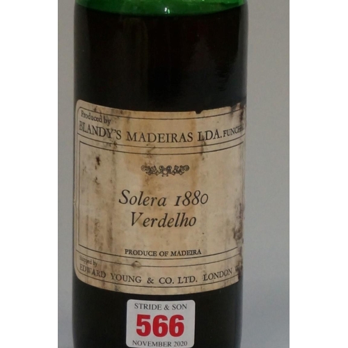 566 - A bottle of Blandy's Verdelho Solera Madeira, 1880.