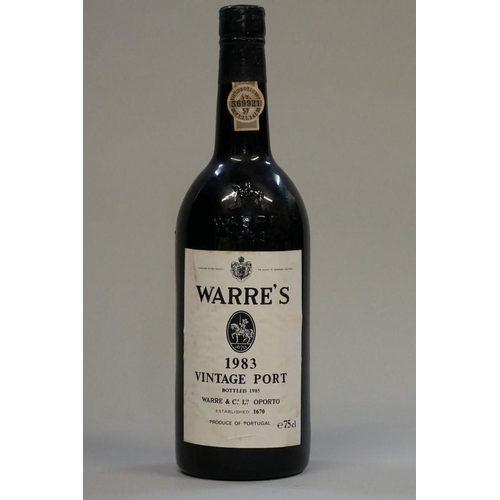 569 - A 75cl bottle of Warre's 1983 vintage port, bottled in 1985.