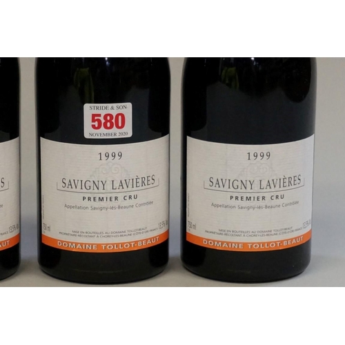 580 - Three 75cl bottles of Savigny-Les-Beaune Les Lavieres, 1999, Tollot-Beaut.