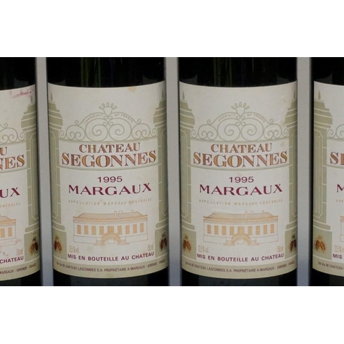 587 - Six 75cl bottles of Chateau Segonnes, 1995, Margaux. (6)