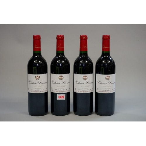 589 - Four 75cl bottles of Chateau Liversan, 1997, Cru Bourgeois Haut-Medoc. (4)