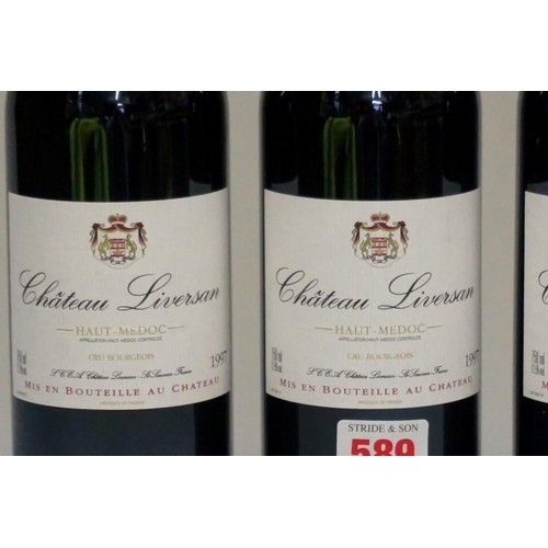 589 - Four 75cl bottles of Chateau Liversan, 1997, Cru Bourgeois Haut-Medoc. (4)