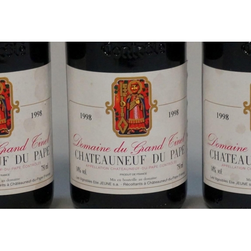 591 - Three 75cl bottles of Chateauneuf du Pape Rouge, 1998, Domaine du Grand Tinel. (3)... 