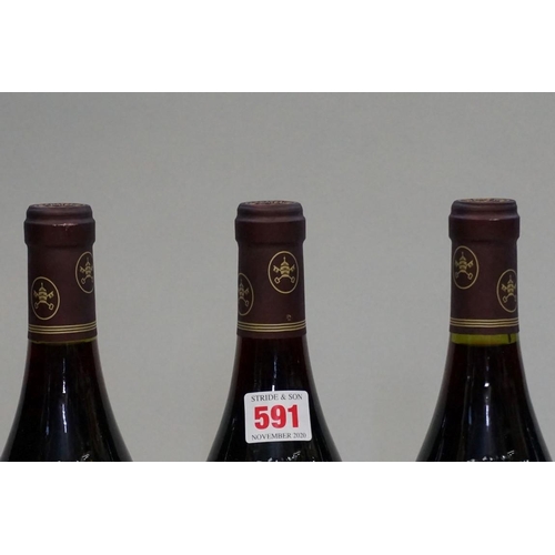 591 - Three 75cl bottles of Chateauneuf du Pape Rouge, 1998, Domaine du Grand Tinel. (3)... 