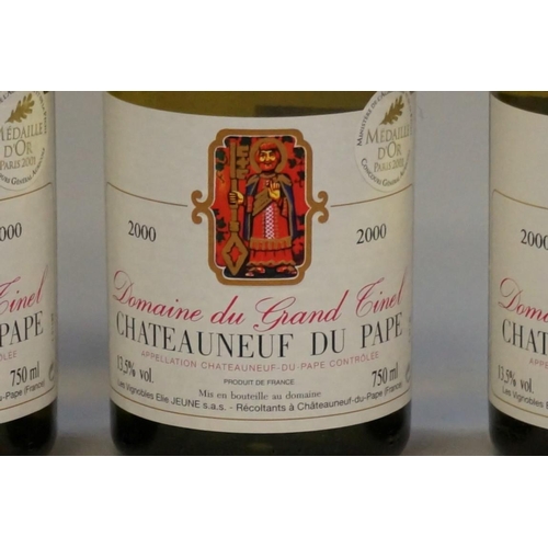 592 - Three 75cl bottles of Chateauneuf du Pape Blanc, 2000, Domaine du Grand Tinel. (3)... 