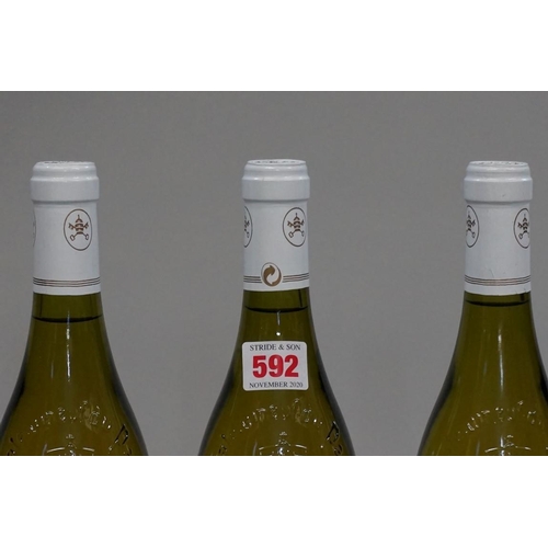 592 - Three 75cl bottles of Chateauneuf du Pape Blanc, 2000, Domaine du Grand Tinel. (3)... 