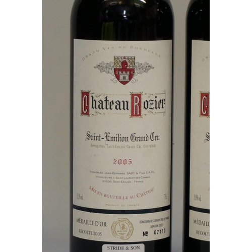 597 - Two 75cl bottles of Chateau Rozier, 2005, Grand Cru St Emilion. (2)